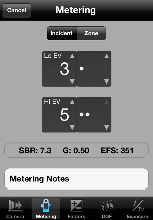 Incident metering mode
